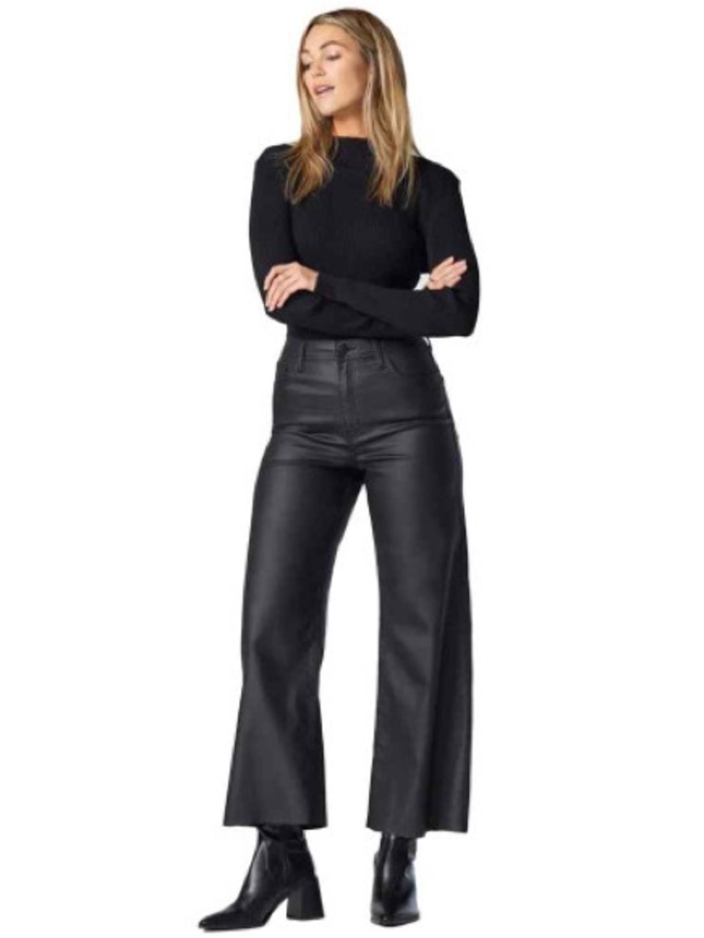 Mavi Paloma Black Coated Wide Leg Jeans